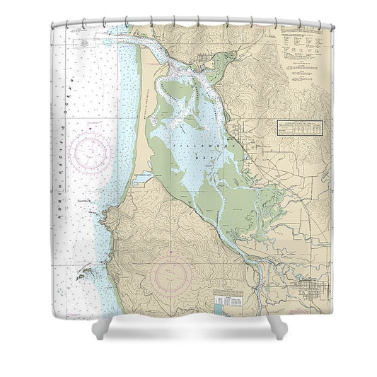 Nautical Chart 18558 Tillamook Bay Shower Curtain