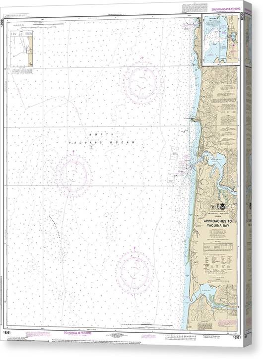 Nautical Chart-18561 Approaches-Yaquina Bay, Depoe Bay Canvas Print