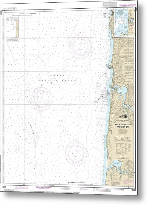A beuatiful Metal Print of the Nautical Chart-18561 Approaches-Yaquina Bay, Depoe Bay - Metal Print by SeaKoast.  100% Guarenteed!