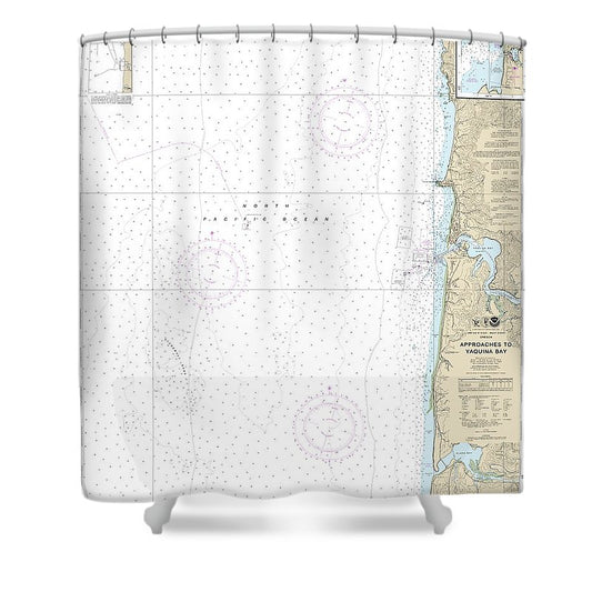 Nautical Chart 18561 Approaches Yaquina Bay, Depoe Bay Shower Curtain