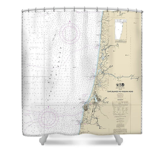 Nautical Chart 18580 Cape Blanco Yaquina Head Shower Curtain