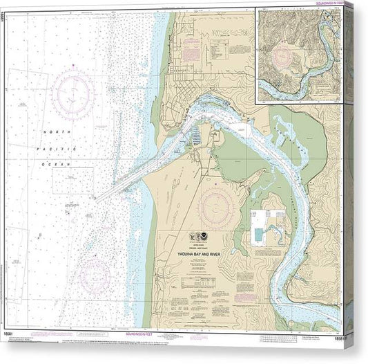 Nautical Chart-18581 Yaquina Bay-River, Continuation-Yaquina River Canvas Print