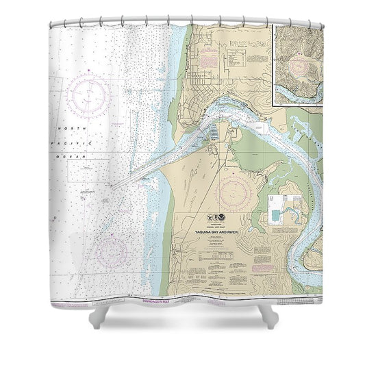 Nautical Chart 18581 Yaquina Bay River, Continuation Yaquina River Shower Curtain