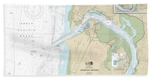 Nautical Chart-18581 Yaquina Bay-river, Continuation-yaquina River - Beach Towel