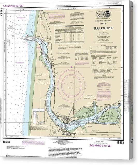 Nautical Chart-18583 Siuslaw River Canvas Print