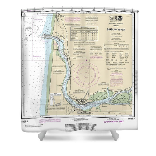 Nautical Chart 18583 Siuslaw River Shower Curtain