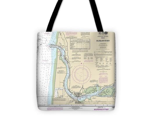 Nautical Chart 18583 Siuslaw River Tote Bag