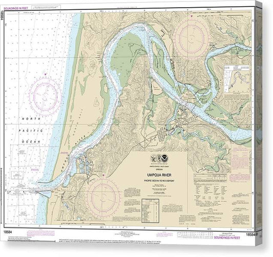 Nautical Chart-18584 Umpqua River Pacific Ocean-Reedsport Canvas Print