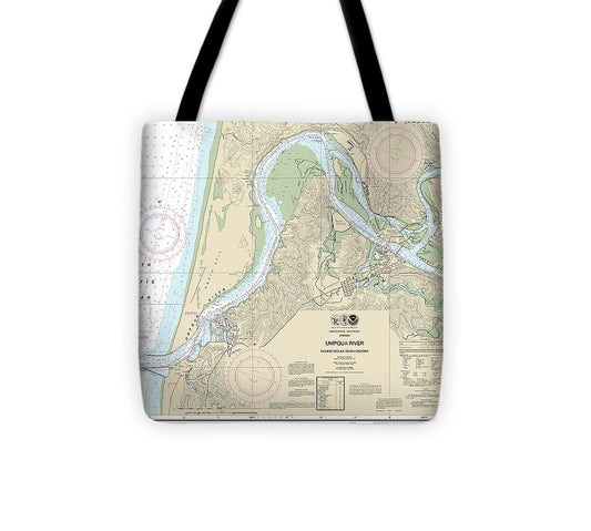 Nautical Chart 18584 Umpqua River Pacific Ocean Reedsport Tote Bag
