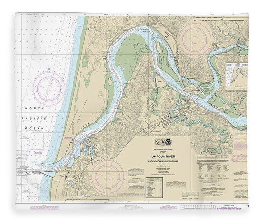 Nautical Chart 18584 Umpqua River Pacific Ocean Reedsport Blanket