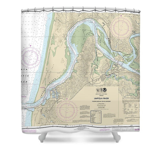 Nautical Chart 18584 Umpqua River Pacific Ocean Reedsport Shower Curtain