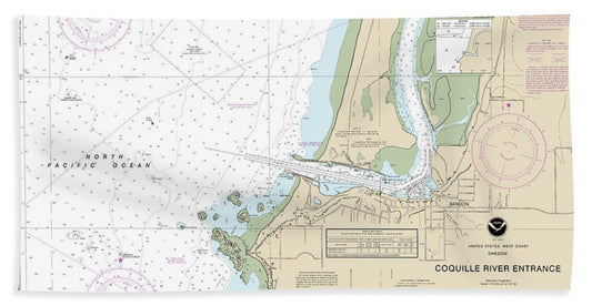 Nautical Chart-18588 Coquille River Entrance - Beach Towel