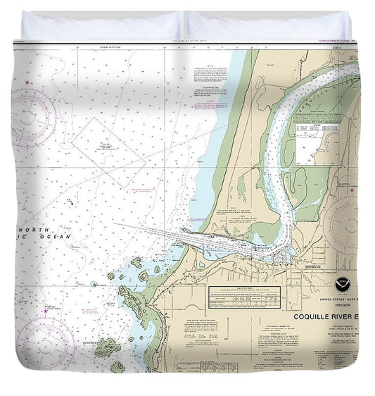 Nautical Chart 18588 Coquille River Entrance Duvet Cover