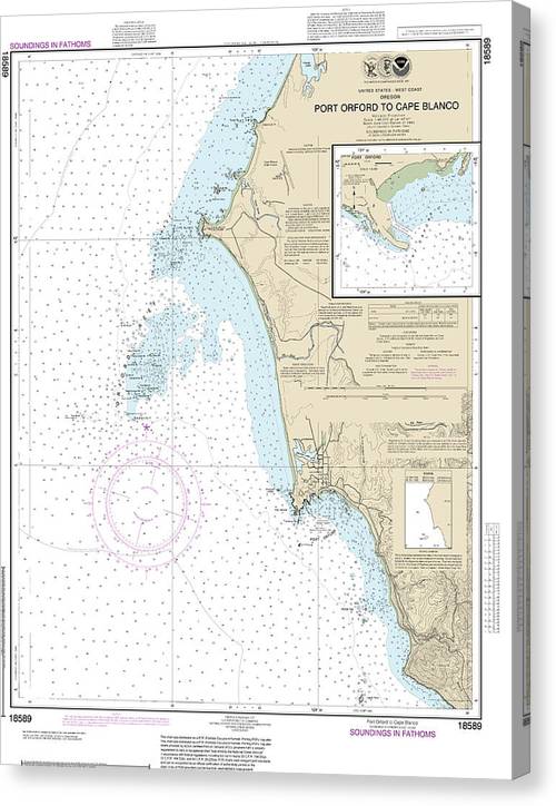 Nautical Chart-18589 Port Orford-Cape Blanco, Port Orford Canvas Print