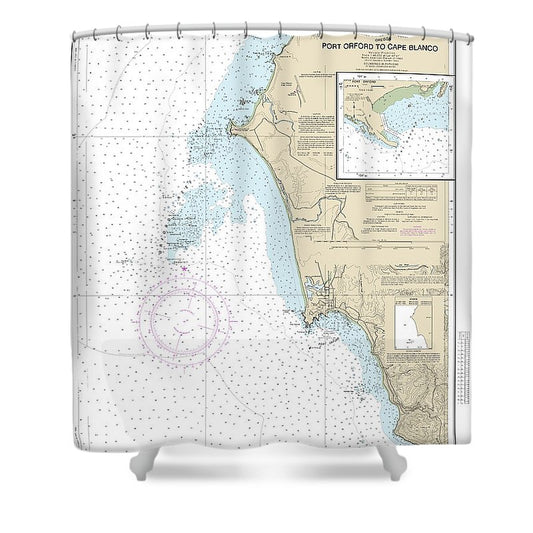 Nautical Chart 18589 Port Orford Cape Blanco, Port Orford Shower Curtain
