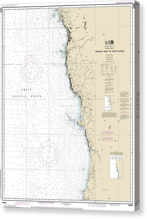 Nautical Chart-18600 Trinidad Head-Cape Blanco Canvas Print