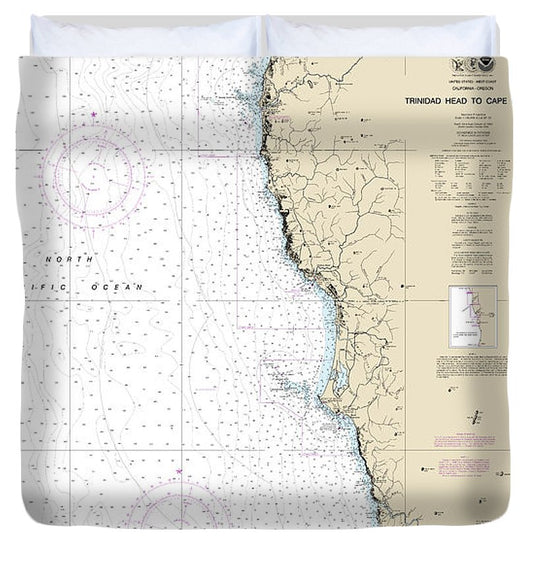 Nautical Chart 18600 Trinidad Head Cape Blanco Duvet Cover