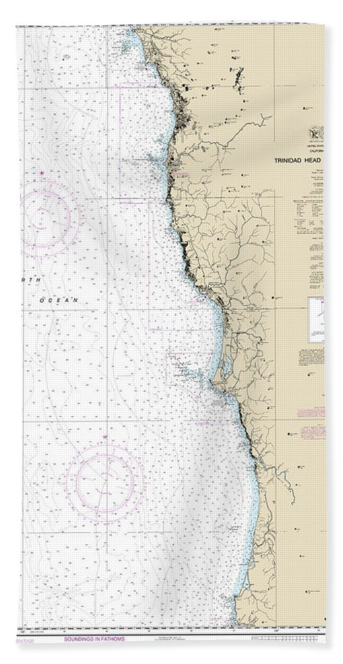 Nautical Chart-18600 Trinidad Head-cape Blanco - Beach Towel