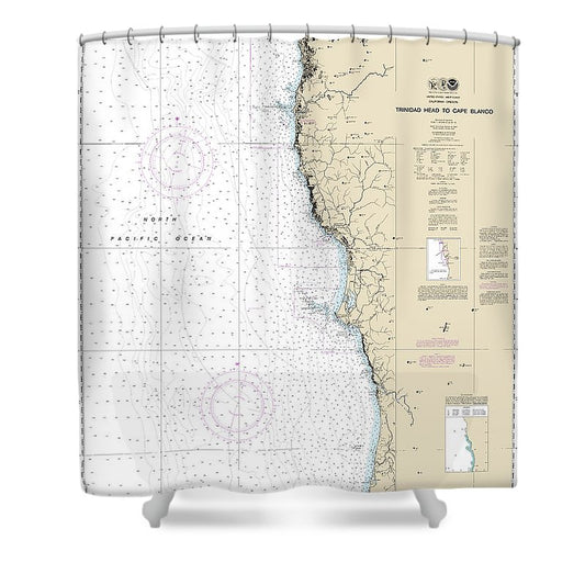 Nautical Chart 18600 Trinidad Head Cape Blanco Shower Curtain
