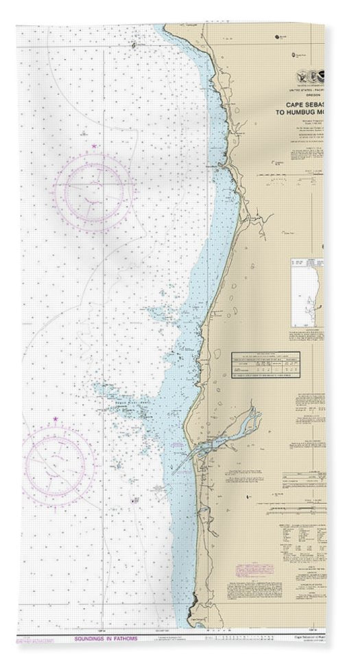 Nautical Chart-18601 Cape Sebastian-humbug Mountain - Bath Towel