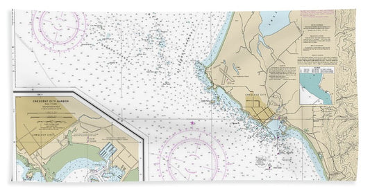 Nautical Chart-18603 St George Reef-crescent City Harbor, Crescent City Harbor - Bath Towel