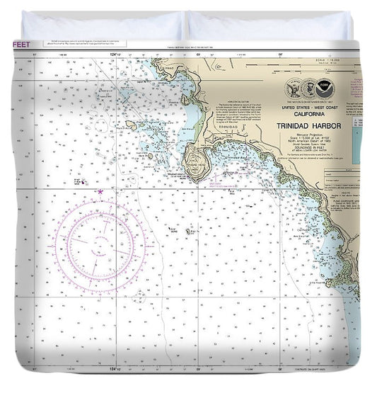Nautical Chart 18605 Trinidad Harbor Duvet Cover