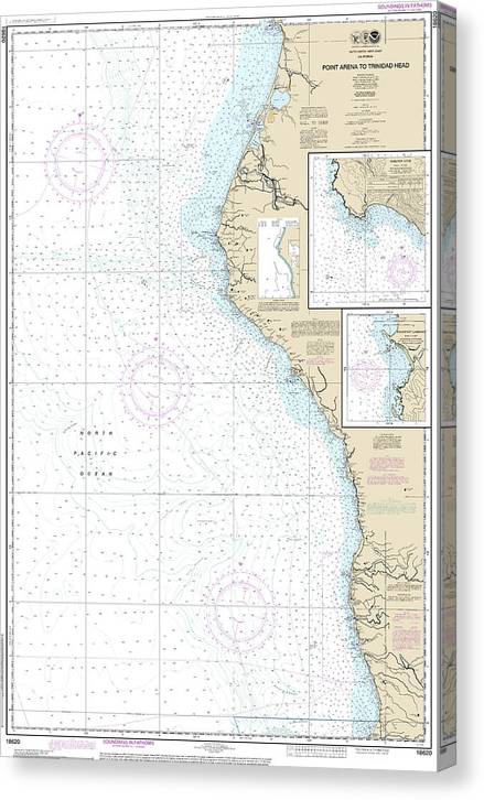 Nautical Chart-18620 Point Arena-Trinidad Head, Rockport Landing, Shelter Cove Canvas Print
