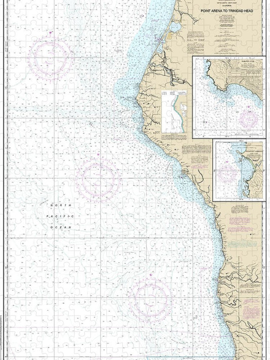 Nautical Chart 18620 Point Arena Trinidad Head, Rockport Landing, Shelter Cove Puzzle
