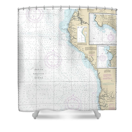 Nautical Chart 18620 Point Arena Trinidad Head, Rockport Landing, Shelter Cove Shower Curtain