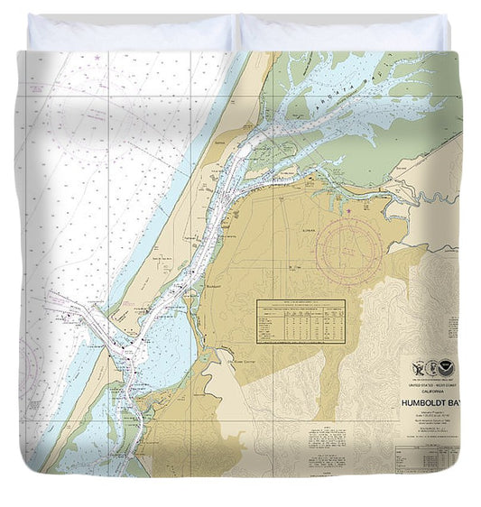Nautical Chart 18622 Humboldt Bay Duvet Cover