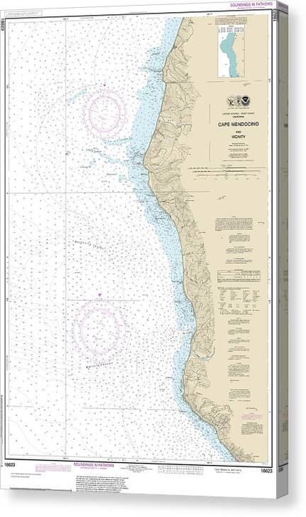 Nautical Chart-18623 Cape Mendocino-Vicinity Canvas Print