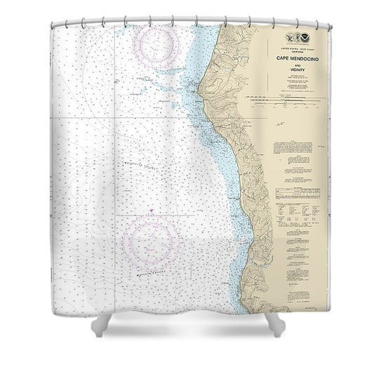 Nautical Chart 18623 Cape Mendocino Vicinity Shower Curtain