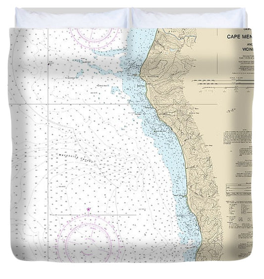 Nautical Chart 18623 Cape Mendocino Vicinity Duvet Cover