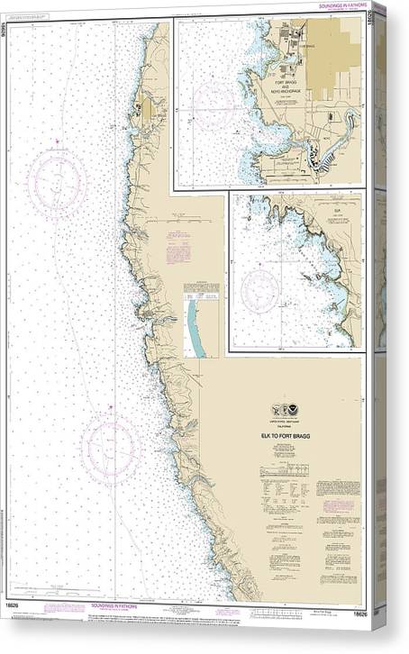Nautical Chart-18626 Elk-Fort Bragg, Fort Bragg-Noyo Anchorage, Elk Canvas Print