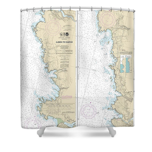 Nautical Chart 18628 Albion Caspar Shower Curtain