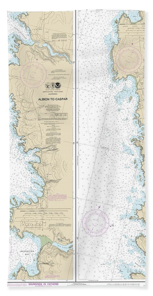 Nautical Chart-18628 Albion-caspar - Bath Towel