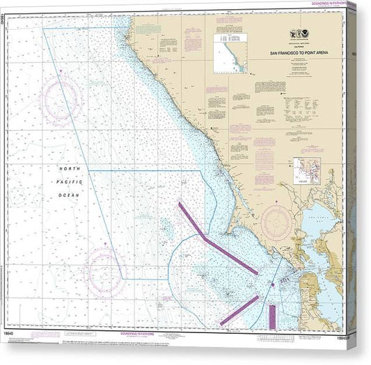Nautical Chart-18640 San Francisco-Point Arena Canvas Print