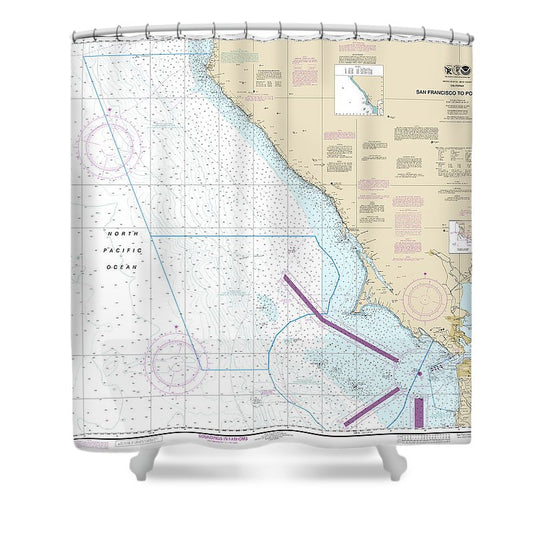 Nautical Chart 18640 San Francisco Point Arena Shower Curtain