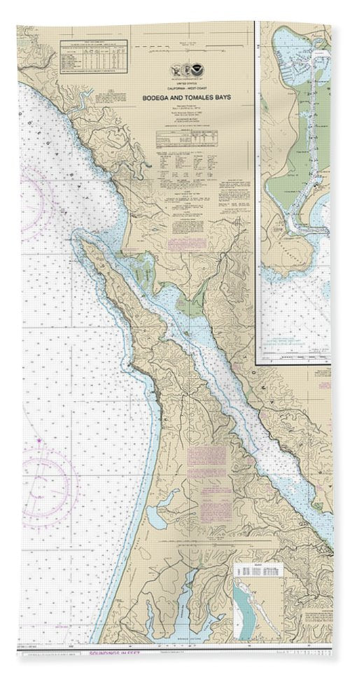 Nautical Chart-18643 Bodega-tomales Bays, Bodega Harbor - Bath Towel