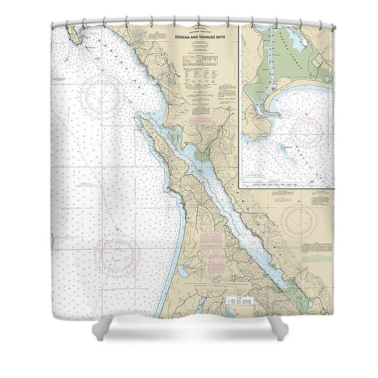 Nautical Chart 18643 Bodega Tomales Bays, Bodega Harbor Shower Curtain