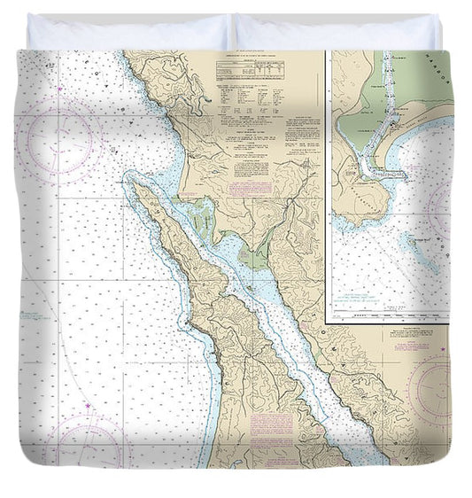 Nautical Chart 18643 Bodega Tomales Bays, Bodega Harbor Duvet Cover