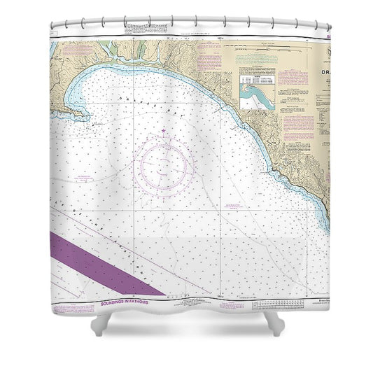 Nautical Chart 18647 Drakes Bay Shower Curtain