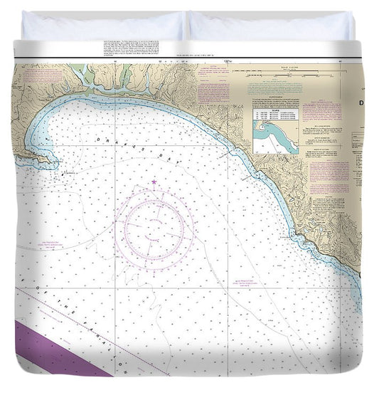 Nautical Chart 18647 Drakes Bay Duvet Cover