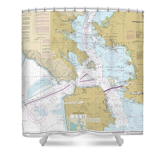 Nautical Chart 18649 Entrance San Francisco Bay Shower Curtain