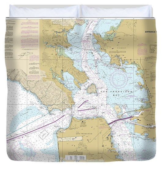 Nautical Chart 18649 Entrance San Francisco Bay Duvet Cover