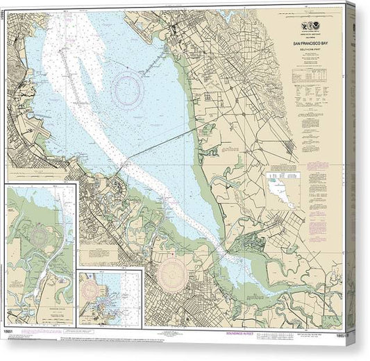 Nautical Chart-18651 San Francisco Bay-Southern Part, Redwood Creek, Oyster Point Canvas Print