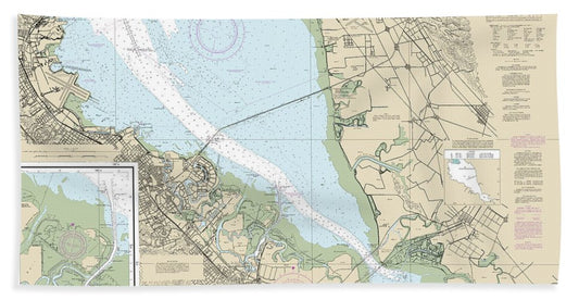 Nautical Chart-18651 San Francisco Bay-southern Part, Redwood Creek, Oyster Point - Bath Towel