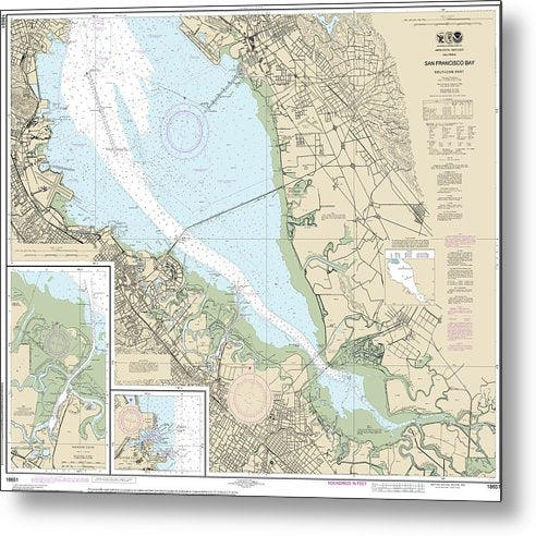 A beuatiful Metal Print of the Nautical Chart-18651 San Francisco Bay-Southern Part, Redwood Creek, Oyster Point - Metal Print by SeaKoast.  100% Guarenteed!