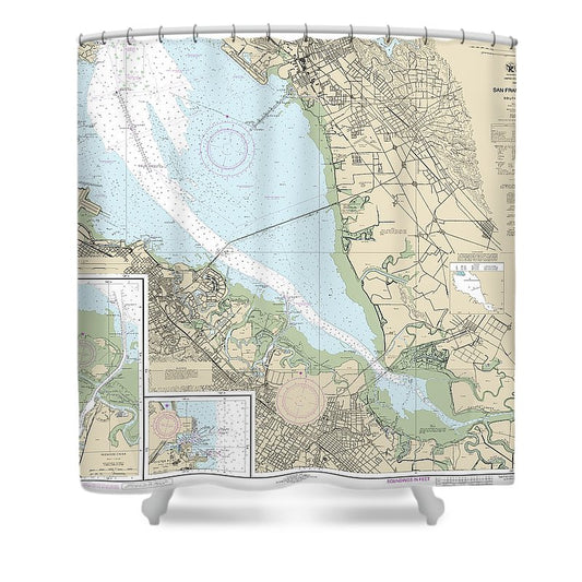 Nautical Chart 18651 San Francisco Bay Southern Part, Redwood Creek, Oyster Point Shower Curtain