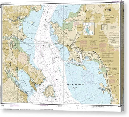 Nautical Chart-18653 San Francisco Bay-Angel Island-Point San Pedro Canvas Print